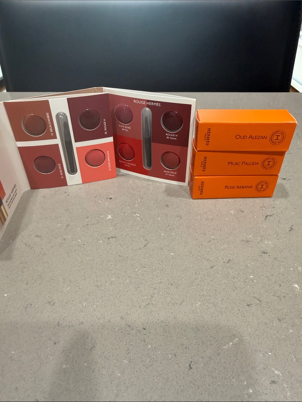 Hermès Sample Set 2 lipstick cards with 3 perfume new